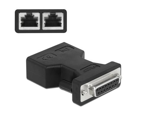 Delock D-Sub 15 Pin zu 2x RJ45 D-Sub 15 Pin Buchse zu 2x RJ45 Buchse