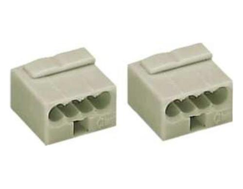 Wago Steckklemme Micro-Wago 4-fach hellgrau 0.6-0.8mm4 6A 100V, 100 Stück