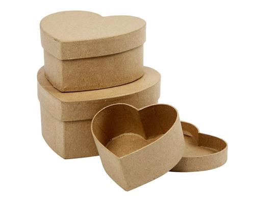 Creativ Company Herzbox aus Pappe 3 Stück