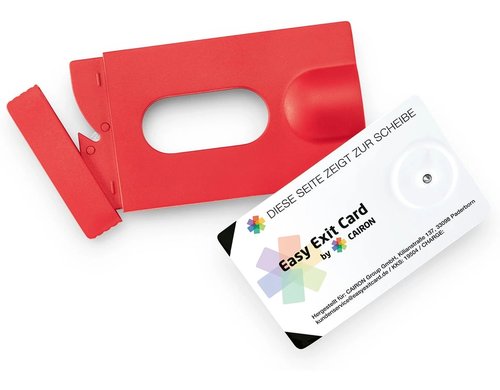 Easy Exit Card Rettungswerkzeug rot Nothammerfunktion & Gurtsschneider