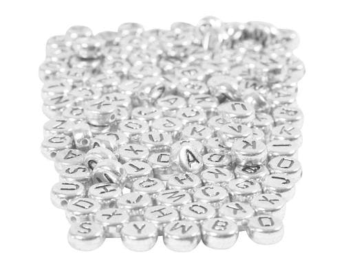Creativ Company Buchstabenperlen silber, 7 mm, L-Grösse: 1.2 mm, 200 Stück