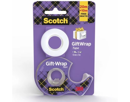 3M Scotch Geschenkklebeband Handabroller Abroller + 2 Rollen, 19mm, violett