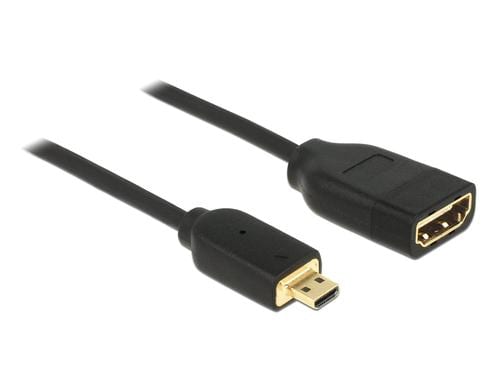 Delock HDMI Micro-D - HDMI-A Stecker/Buchse mit Ethernet, 20cm, 4K