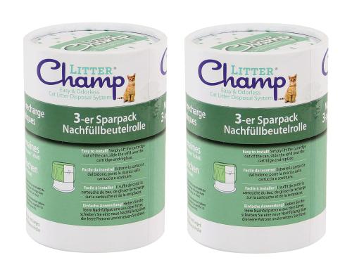 Litter Champ Nachfüllbeutel 2x 3er Pack Beutelrolle 100% biologisch abbauba