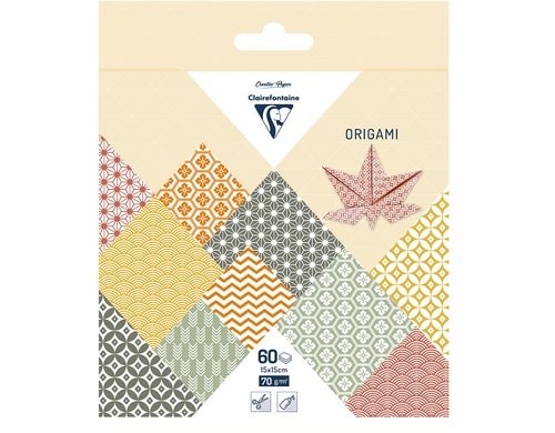Clairefontaine Papier Origami Herbst 70g/m2, 60 Blatt, 15 x 15 cm, assortiert
