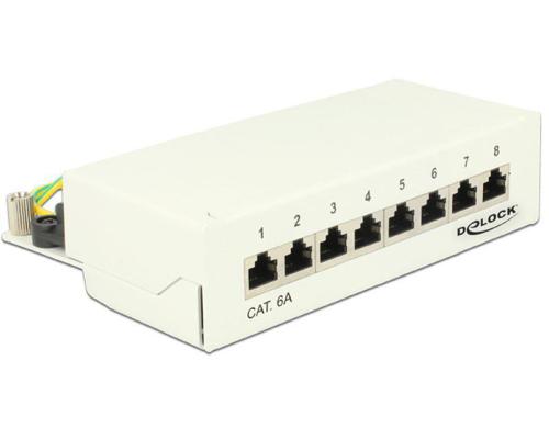 8-Port Desktop Patchpanel Cat.6A weiss, 8x RJ-45,  LSA