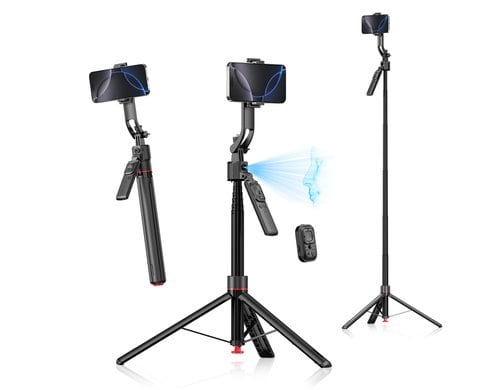 4smarts 360° AI-Stativ Gesichtsverfolgung, Fernbedienung, Schwarz