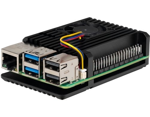 jOY-it Aluminiumgehäuse für Raspberry Pi 5 für Pi 5, schwarz, 69x56x15.5 mm, Fan