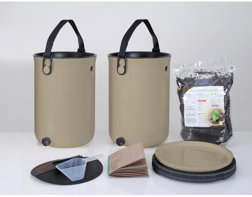 Bokashi II 2-er Set Beige inkl.Terra Preta Bokashi