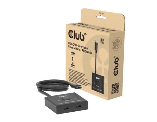 Club 3D,Switch USB-C Bidirektionaler Video + Daten + PD Switch