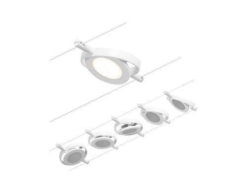 CorDuo LED Seilsystem RoundMac Basisset 5x 5x200lm 5x4,5W 3000K 230/12V Weiss, Chrom
