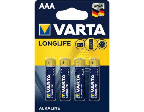 VARTA Longlife AAA, 1.5V, 4Stk vergl. Typ LR03, MICRO, AM4, KA3, AAA