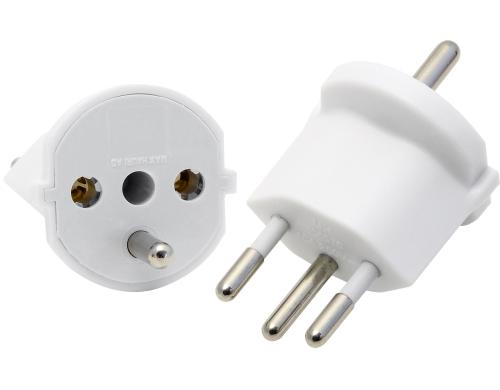 Fixadapter 3-Pol Deutsch auf Stecker CH T12 weiss, CEE7 auf T12