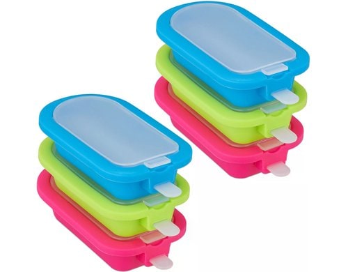 relaxdays Eisformen aus Silikon 6 Stk 2.5 x 6.5 x 14 cm, Stiellänge 12cm