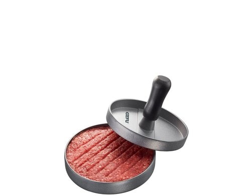 GEFU Hamburgerpresse BBQ Aluguss, mit Rezept und Antihaftpapier