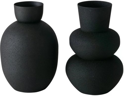 Boltze Vase Maynar, 2er-Set Schwarz H: 17 cm, Eisen