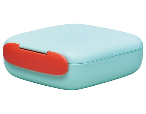 bioloco Lunchbox square-Real talk 16x17.5x6cm hellblau/rot