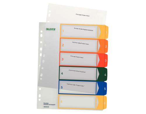 Leitz  PC-beschriftbares Register mehrfarbig, extrabreit, PP, 1-6