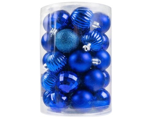 COCON Weihnachtskugeln royalblau, 34 Stk. Kunststoff, D: 4cm