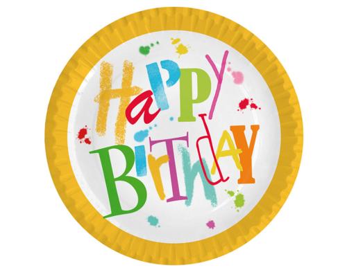 B+C  Birthday Dance Frischfaser-Teller 10 Stück, Durchmesser 23cm
