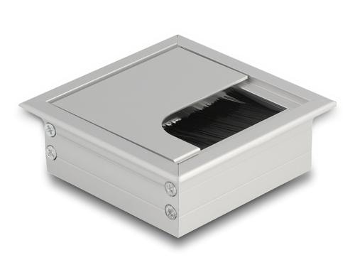 Delock Kabeldurchführung für Tischeinbau mit Bürste 80x80x28mm, silber