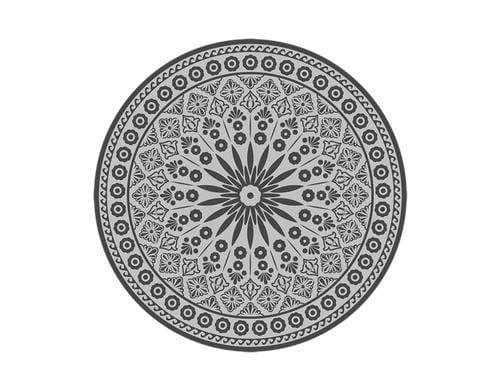 Esschert Design Outdoor Teppich, Rund PP, Schwarz-Weiss, D: 170 cm, H: 0.4 cm