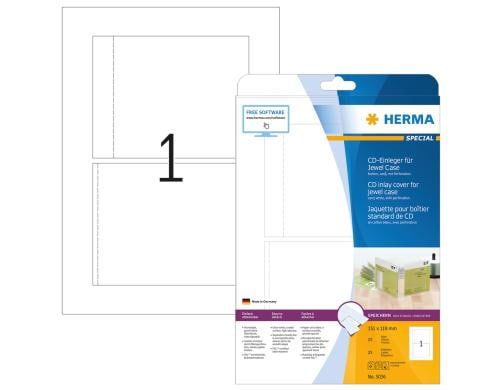 Herma CD-Einleger Jewelcase 5036 weiss 25 Etiketten, 25 Blatt