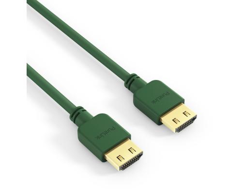 PureInstall, HDMI Kabel, 2.00m grün Dünnes, High-Speed mit Ethernet HDMI