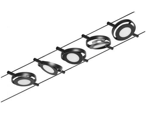 Paulmann CorDuo LED Seilsystem RoundMac Basisset 5x200lm 5x4,5W 3000K 230/12V Schwa