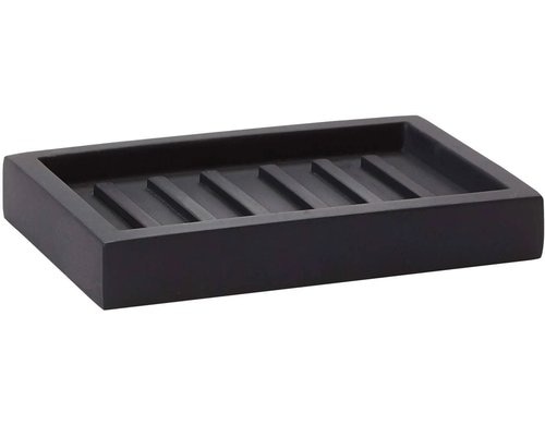 Aquanova Seifenschale Moon, Schwarz 9x13x5.2 cm, Polymarmor, Edelstahl