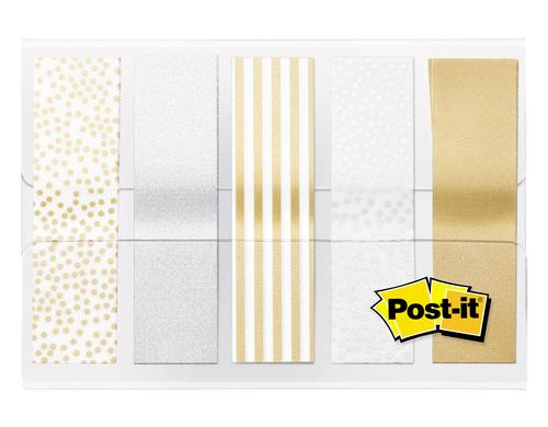 3M Post-it Index Metallic 11,9 x 43,2 mm Gold und Silber, 5x20 Streifen