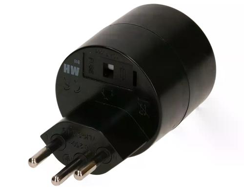 Max Hauri Reiseadapter T12/Schuko 3-polig, schwarz