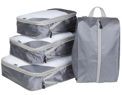 KOOR Packhilfen-Set Traamp 4-teilig 40x30x9,35x25x9,30x20x9,42x24cm, silbergrau