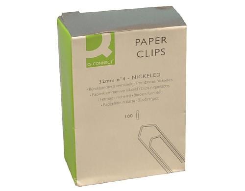 Connect Büroklammern 32 mm lang, vernickelt Schachtel zu 100 Stück, Nr.4