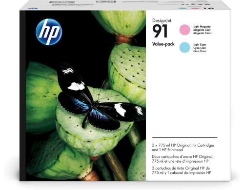 HP Valuepack Nr. 91 (P2V37A) Printhead + Ink, Light Magenta / Light Cyan