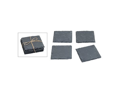G. Wurm Glasuntersetzer Schiefer 4 Stück, 10x4x10cm