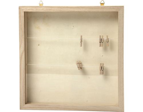 Creativ Company 3D-Bilderrahmen 23 x 23 x 3.5 cm, Leinen und Wäscheklammern