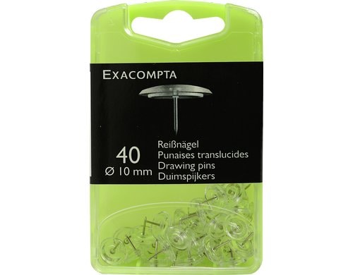 Exacompta Pinwandnadel, runder Kopf, 40 Stk transparent, L:7mm, ø10mm