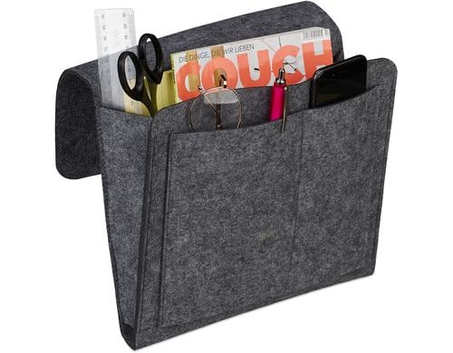relaxdays Aufbewahrung Betttasche,Anthrazit 5 Fächer, Filz, Traglast 5kg, 26x28x5 cm