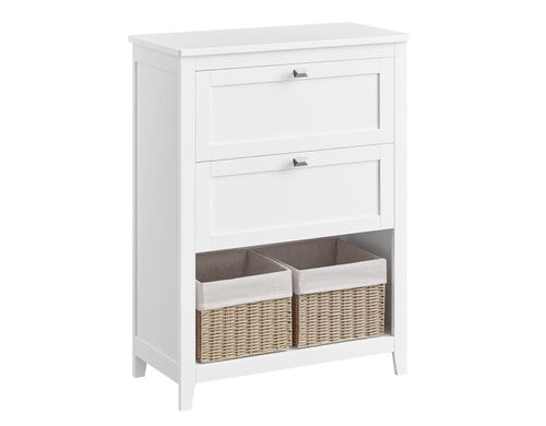 Vasagle Schrank 2 Scubladen, 2 Körbe Weiss-Natur, 60x30x80 cm (LxBxH)