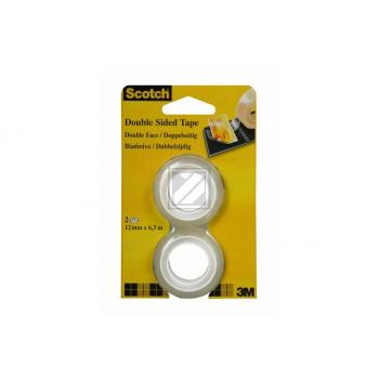3M Scotch Doppelseitig 2er Pack, 12mm x6.3m 2 Rollen