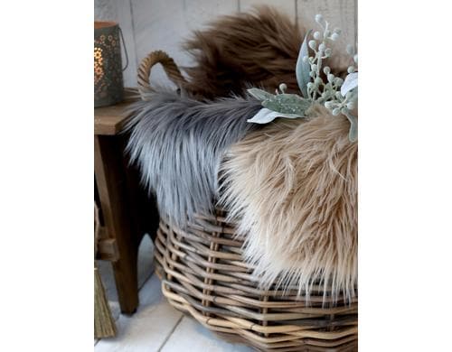 Chic Antique Sitzkissen Pelzimitat, Grau 40x40 cm, 80%Acryl, 20% Polyester