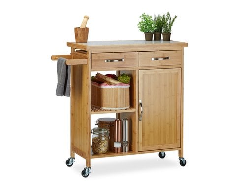 relaxdays Küchenwagen mit Marmorplatte 85,5 x 89,5 x 36 cm