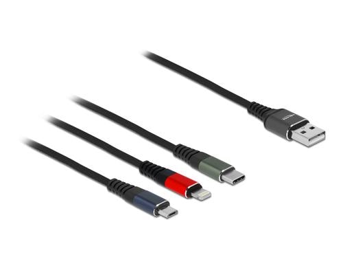 Delock USB Ladekabel 3 in 1 Lightning, 1m Micro USB/ USB Type-C, 3-Farbig