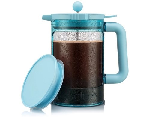 Bodum Bean Set Kaffeezubereiter Hot&Cold 12 Tassen, mit Deckel, Ice blue, 1.5L