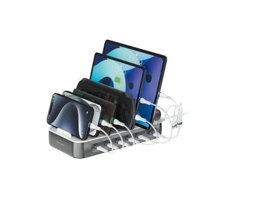 4smarts Ladestation Team inkl. 6 Kabel 95W, Silber