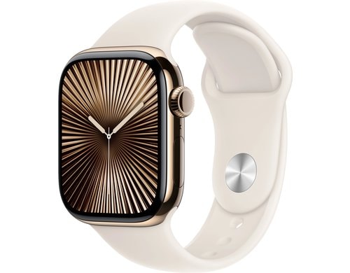 Apple Watch S10 CEL 42 Gold Titanium M mit Starlight Sport Band - M/L