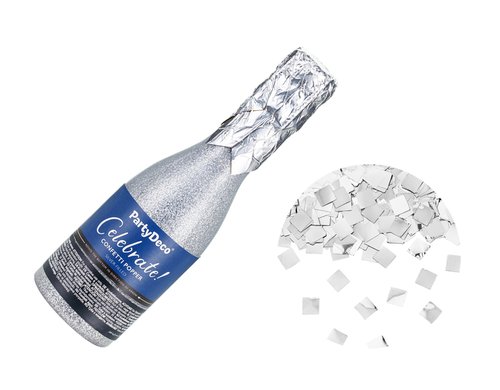 Partydeco Konfettikanone Champagner silber, 20.5 cm