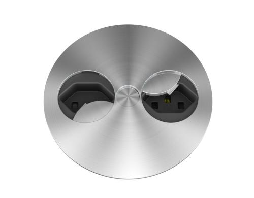 Bachmann Küchensteckdose TWIST 2S, 2xT23 metallische Abdeckscheibe drehbar, schwarz