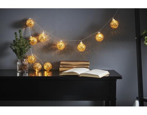 Star Trading LED Lichterkette Glitter Gold Batt 2xAA, Timer 6/18h L: 1.35m